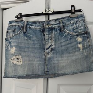 American Eagle Outfitters Light Blue Distressed Mini Skirt